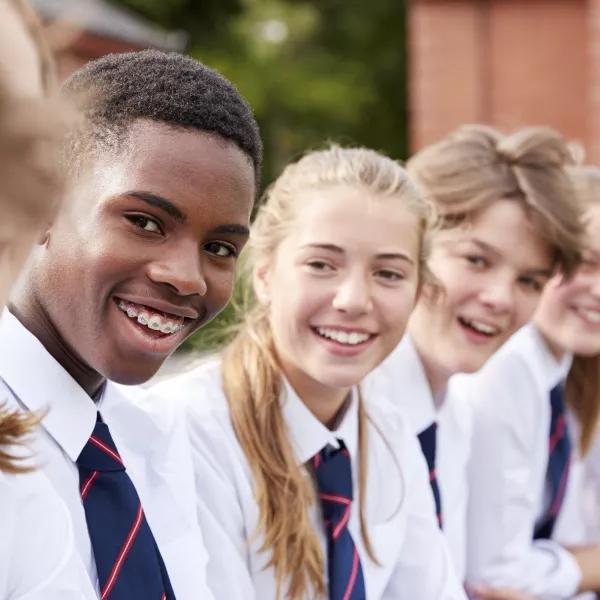Teenagers in schools uniform