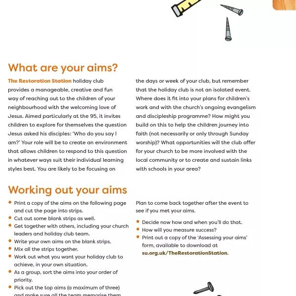 The Restoration Station holiday club: working out your aims
