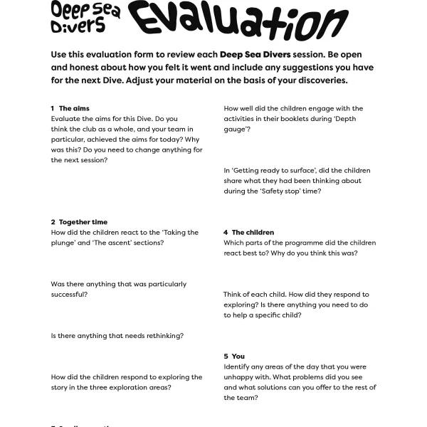 Evaluation form