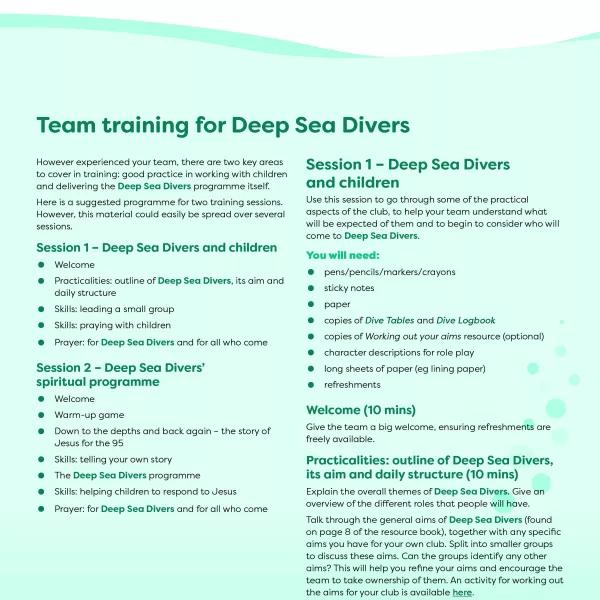 Sample training sessions