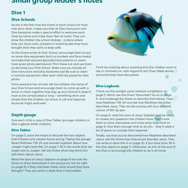 Small group leader's notes