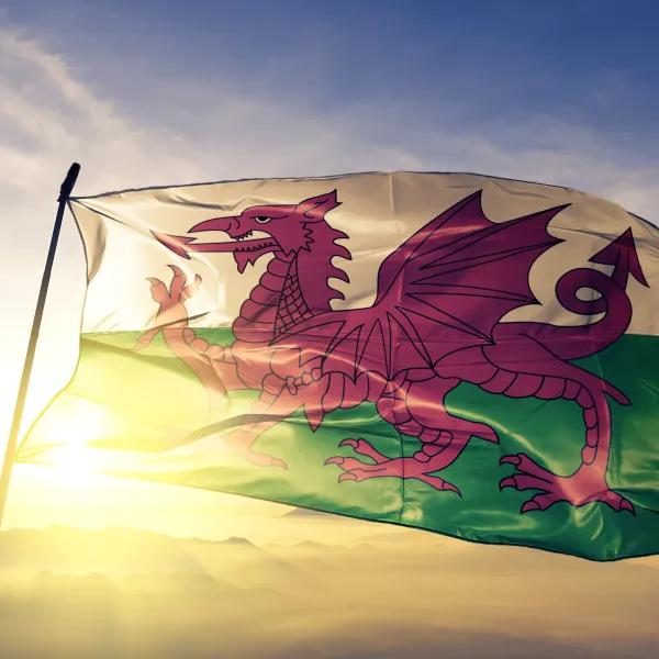 The Welsh flag flies