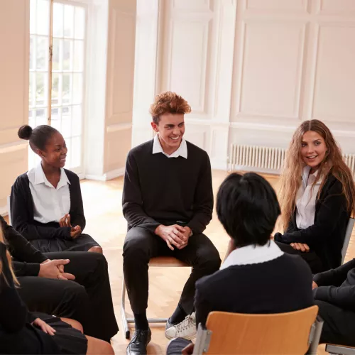Group of teenagers talking