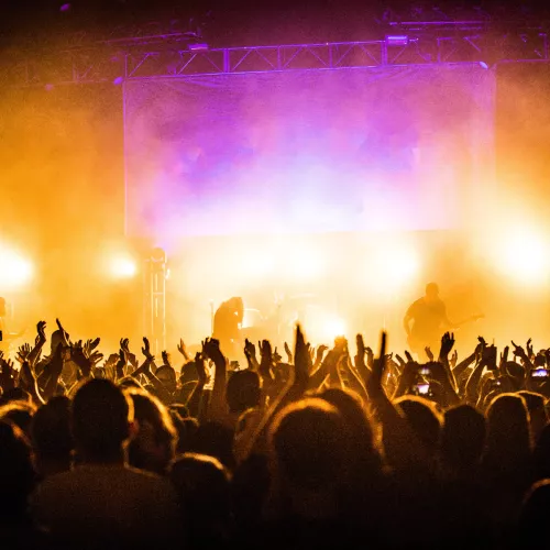 Youth arms in air