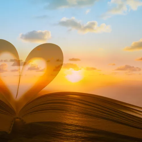 Bible with pages shaped as a heart