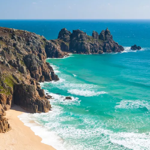 View of cliffs and ocean in Cornwall